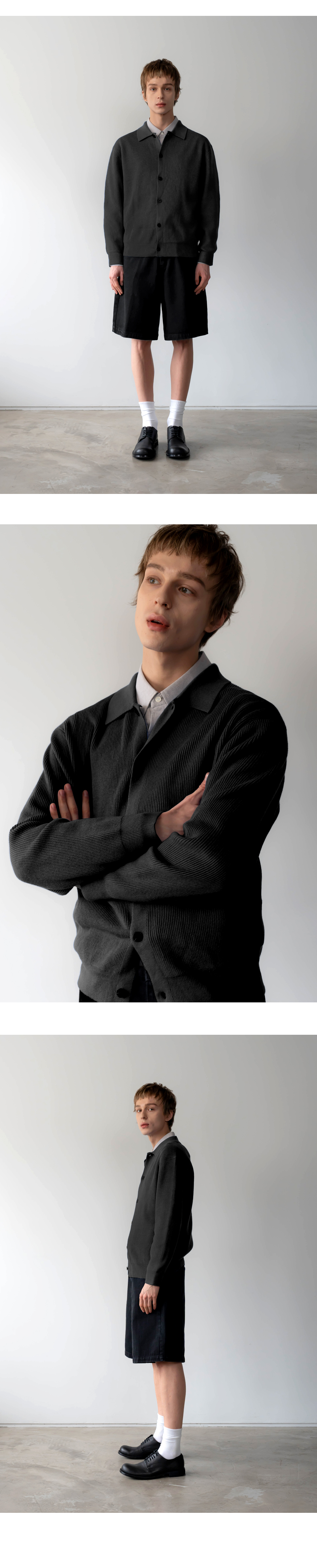 워셔블 하찌 카라 가디건_그레이 상세 이미지 16