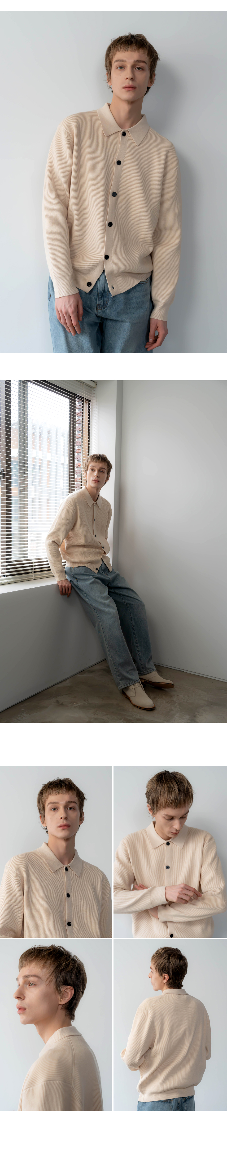 워셔블 하찌 카라 가디건_그레이 상세 이미지 14